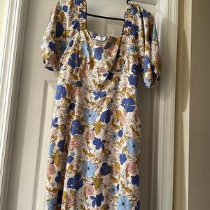 Lush Blue Floral Midi Dress w/ slit